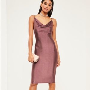 Mauve/Purple Slinky Strappy Cowl Neck Dress